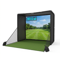 Golf Simulator Enclosure 10.7X8X5Ft & 8.5X8.5X5Ft | Light-Proof HD/4K Silent Impact Screen, Indoor/Outdoor Golf Simulators for Home Includes Mat, Foam-Padded Iron Poles, Shank Net, Sandbag & Bonus Kit — Studio Shot