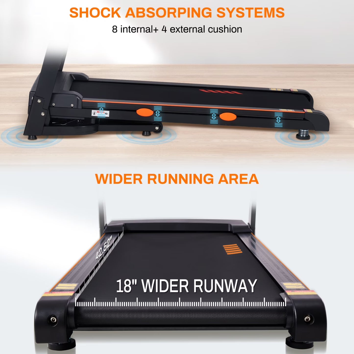 Electric Running Exercise Treadmill, Black, 300 Lb