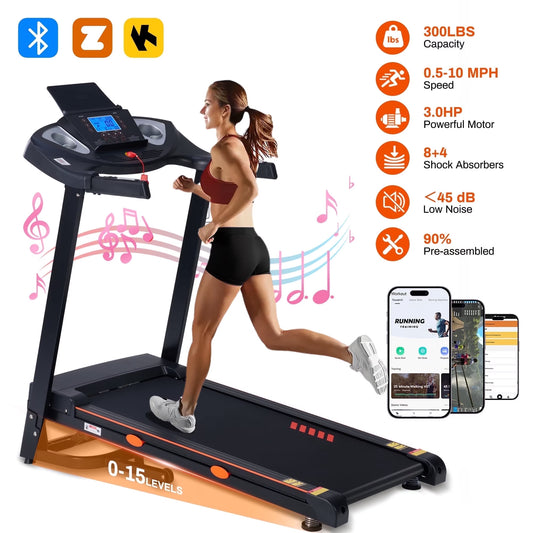 Electric Running Exercise Treadmill, Black, 300 Lb